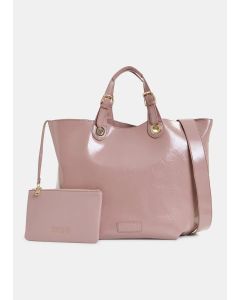 Cabas en faux cuir verni vieux rose