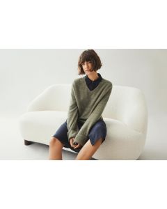 PULL OLIVE 45% Polyamide, 20% Wool - RWS, 19% Acrylic, 10% Alpaca, 6% Elastane